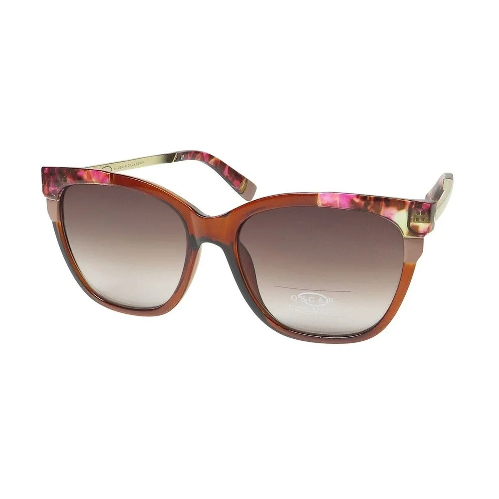 Oscar de la Renta Allure Sunglasses Brown Pink Tortoise Gold Elegant New‎